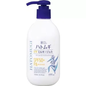 Hatomugi UV Care & Moisturizing Milky Gel Pump Type 250ml SPF50+ PA++++